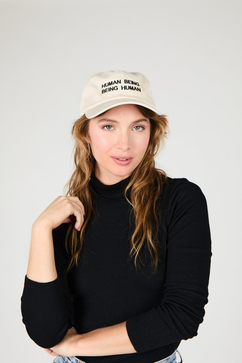 IT'S HUMAN NATURE Dad Cap Sand/Black - Intentionally Blank,SAND BLACK