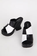 ADIEU HEEL BLACK WHITE - Intentionally Blank,BLACK WHITE