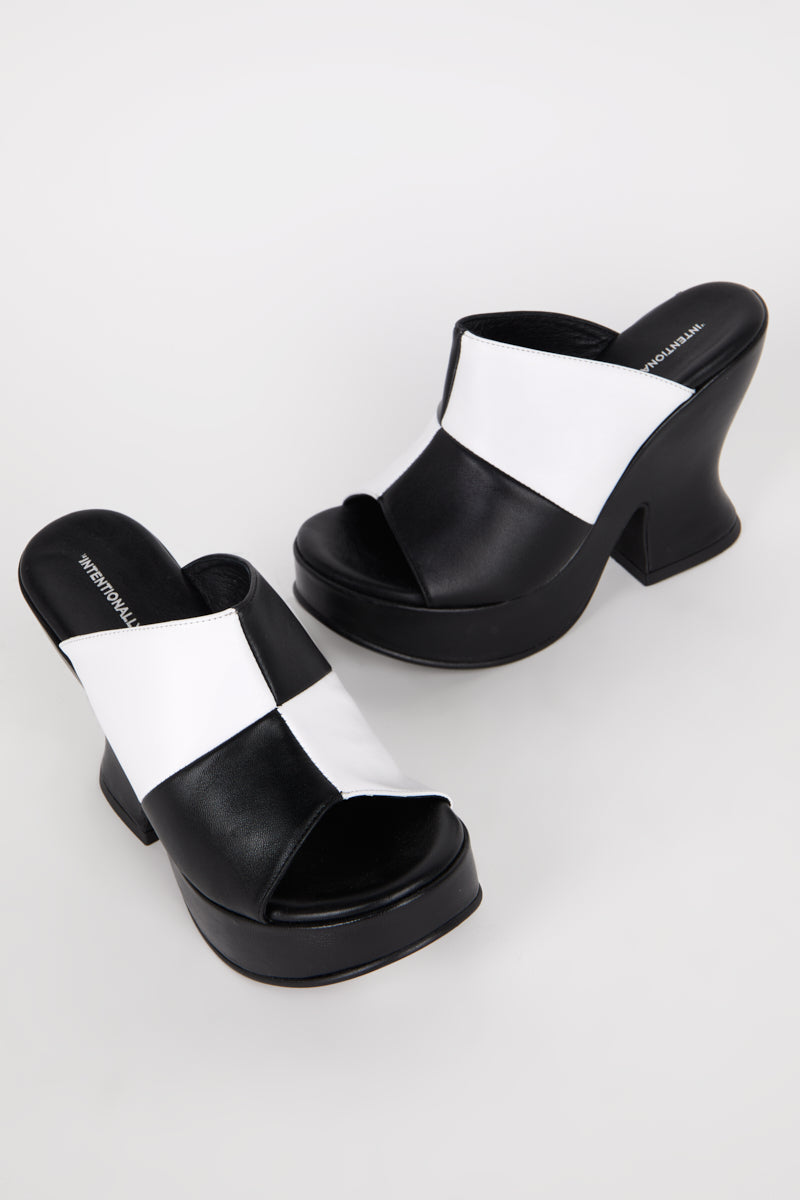 ADIEU HEEL BLACK WHITE - Intentionally Blank,BLACK WHITE