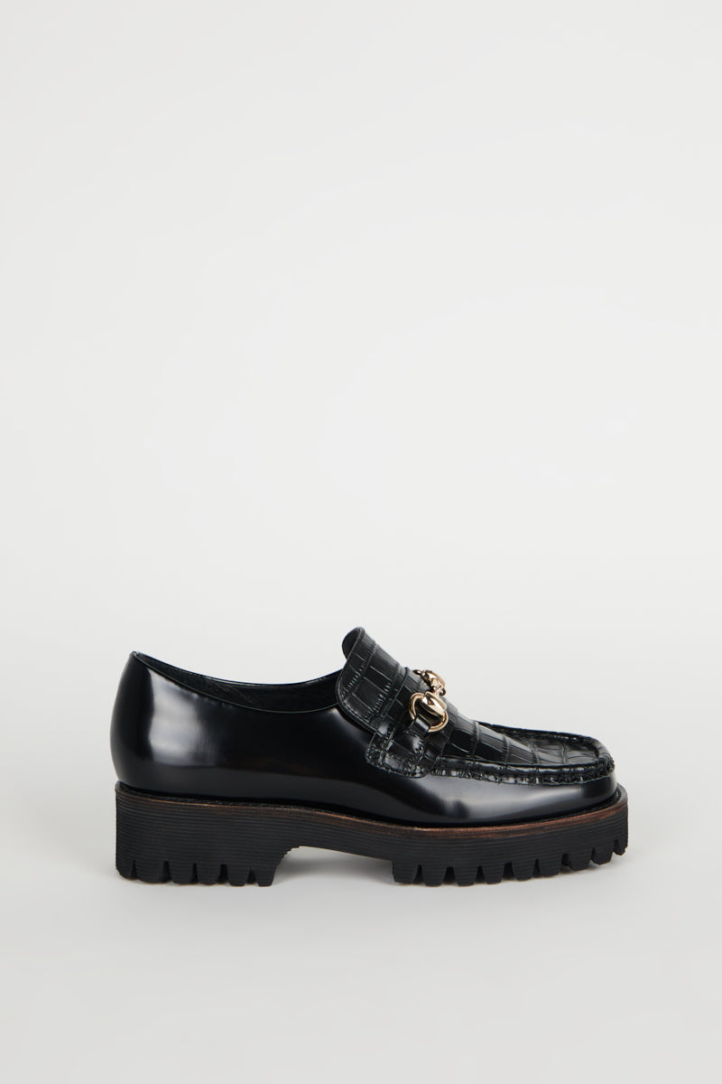 HK-2 Loafer Black Croc - Intentionally Blank,BLACK