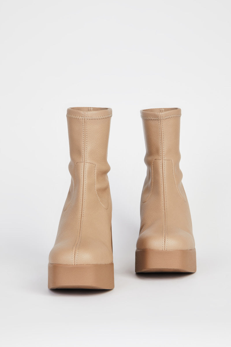 MARLOWE PLATFORM BOOT Taupe Vegan - Intentionally Blank